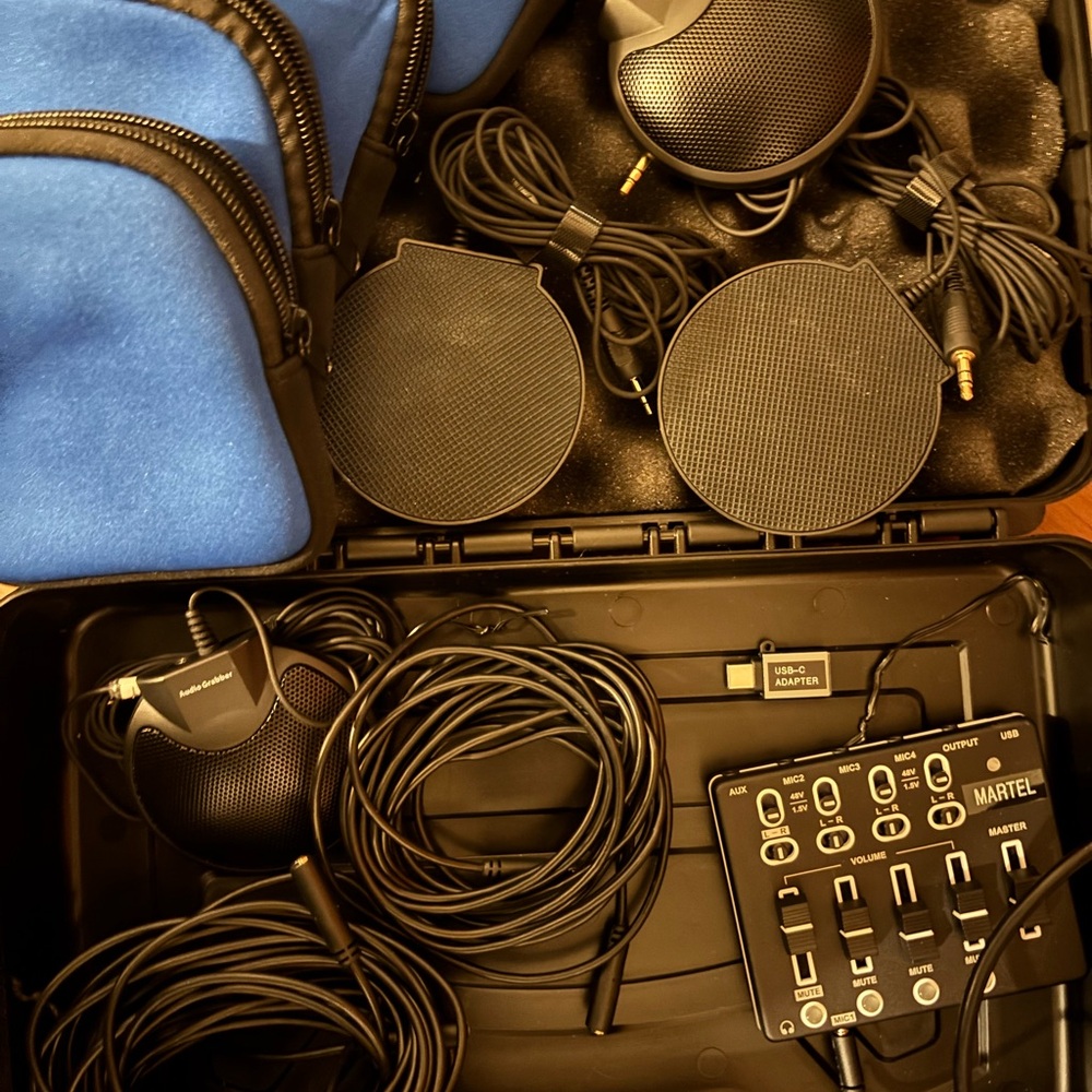 Conference Recording System with Black Microphones